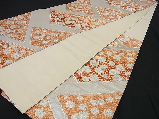 平和屋着物■六通柄袋帯 唐織 草花文 やまとオリジナル扱い 銀糸 逸品 n-sa2179