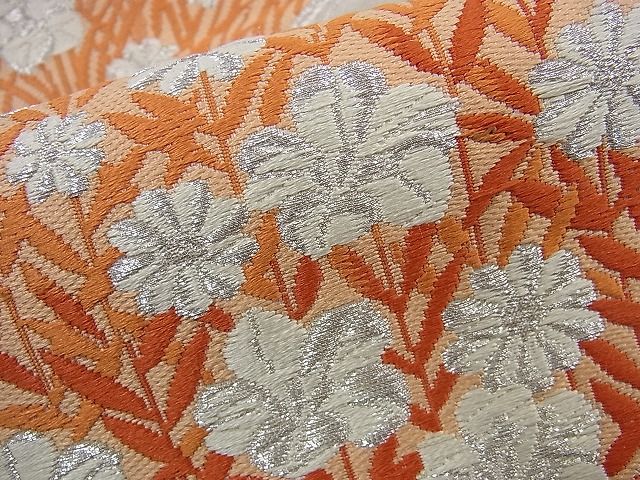 平和屋着物■六通柄袋帯 唐織 草花文 やまとオリジナル扱い 銀糸 逸品 n-sa2179