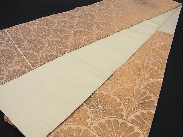 平和屋着物■六通柄袋帯 菊青海波 金糸 逸品 n-sa2190