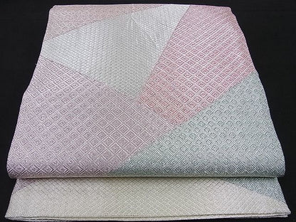平和屋着物■本佐賀錦 六通柄袋帯 切嵌吉祥文 銀糸 逸品 n-sa2312