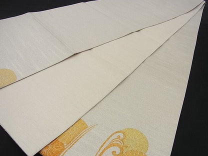 平和屋着物■太鼓柄袋帯 古代砂子綴 波涛菊花文 金銀糸 逸品 n-sa2332