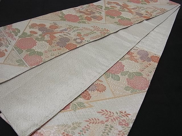 平和屋着物■古典佐賀錦 六通柄袋帯 孔雀菊花文 九百織 金銀糸 逸品 n-sa2340