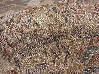 平和屋着物■六通柄袋帯 唐織 松竹梅 御所車草花文 金糸 逸品 n-sa2446