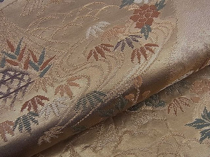 平和屋着物■六通柄袋帯 唐織 松竹梅 御所車草花文 金糸 逸品 n-sa2446