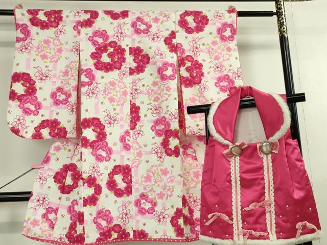 平和屋本店■極上　松田聖子　SEIKO MATSUDA　七五三　女の子　3歳　祝着　三つ身　被布セット　花丸文　逸品　DZAA2503kh5 - 平和屋