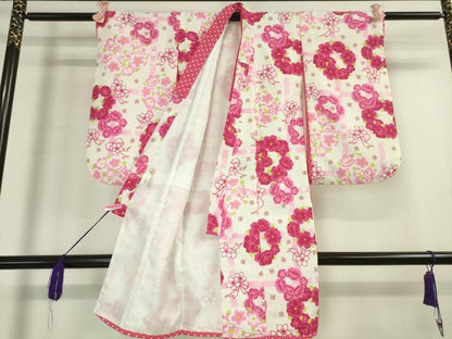 平和屋本店■極上　松田聖子　SEIKO MATSUDA　七五三　女の子　3歳　祝着　三つ身　被布セット　花丸文　逸品　DZAA2503kh5 - 平和屋