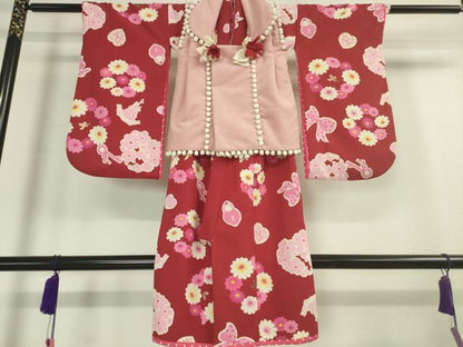 平和屋本店■極上　松田聖子 SEIKO MATSUDA　七五三　女の子　3歳　祝着 三つ身 被布セット　花丸　リボン　天使　金糸　逸品　DZAA2504kh5 - 平和屋