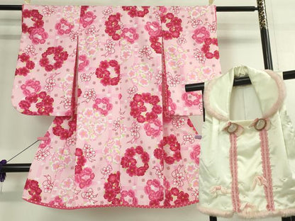 平和屋本店■極上　松田聖子　SEIKO MATSUDA　七五三　女の子　3歳　祝着　三つ身　被布セット　花丸文　逸品　DZAA2505kh5 - 平和屋