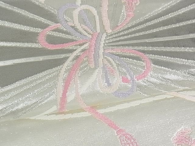平和屋着物■六通柄袋帯 扇面吉祥文 プラチナ箔 銀糸 逸品 sf0334