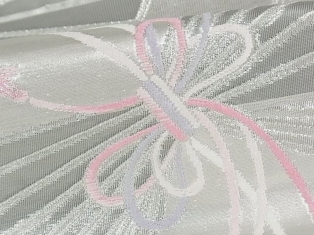 平和屋着物■六通柄袋帯 扇面吉祥文 プラチナ箔 銀糸 逸品 sf0334
