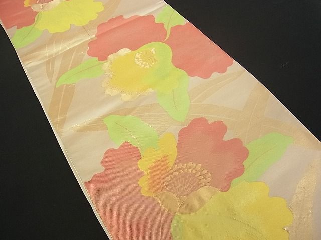 平和屋着物■六通柄袋帯　草花文　金糸　逸品　sf0376
