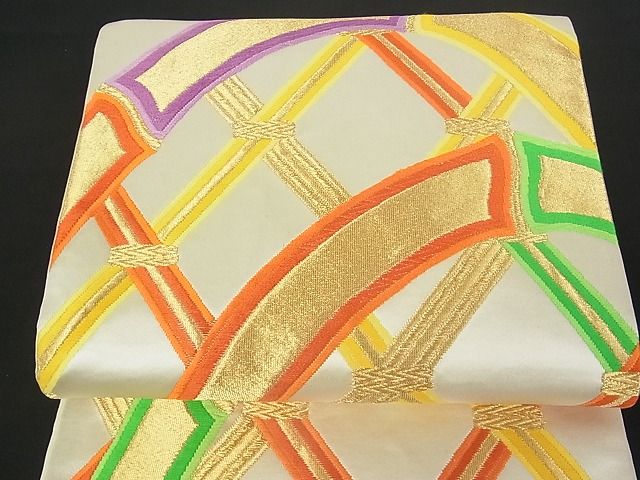 平和屋着物■六通柄袋帯 籬文 金糸 逸品 sf0381