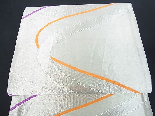 平和屋着物■六通柄袋帯 流水亀甲文 銀糸 逸品 sf0394
