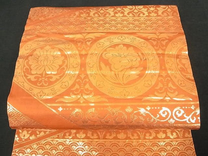 平和屋着物■六通柄 本袋帯 吉祥花唐草文 金糸 逸品 sf0417