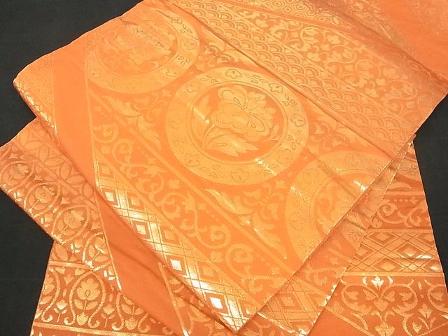 平和屋着物■六通柄 本袋帯 吉祥花唐草文 金糸 逸品 sf0417