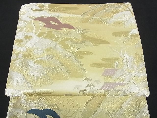 平和屋着物■六通柄袋帯 風景文 金銀糸 逸品 sf0419