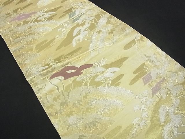 平和屋着物■六通柄袋帯 風景文 金銀糸 逸品 sf0419