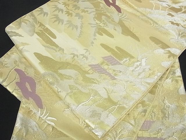 平和屋着物■六通柄袋帯 風景文 金銀糸 逸品 sf0419