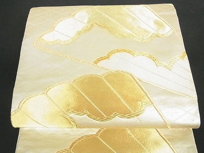 平和屋着物■六通柄袋帯 扇面雲重ね文 金糸 逸品 sf0462
