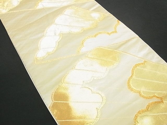 平和屋着物■六通柄袋帯 扇面雲重ね文 金糸 逸品 sf0462