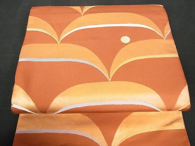 平和屋着物■六通柄 本袋帯 幾何学文様 金糸 逸品 sf0522