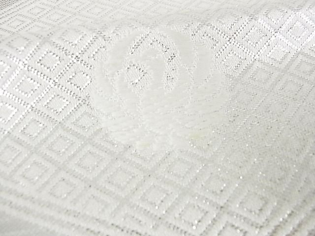 平和屋着物■六通柄袋帯 亀甲松葉花文 銀糸 逸品 sf0729