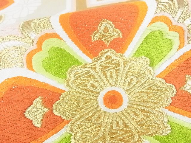 平和屋着物■六通柄袋帯 蜀江花文 金糸 逸品 sf0730