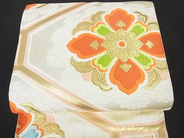 平和屋着物■六通柄袋帯 蜀江花文 金糸 逸品 sf0730