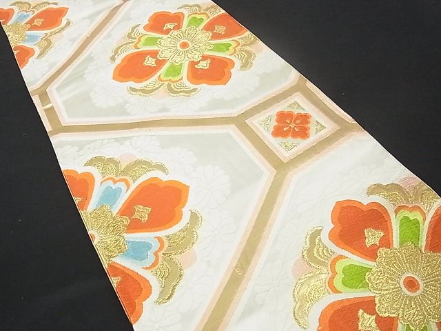 平和屋着物■六通柄袋帯 蜀江花文 金糸 逸品 sf0730