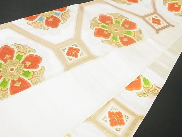 平和屋着物■六通柄袋帯 蜀江花文 金糸 逸品 sf0730