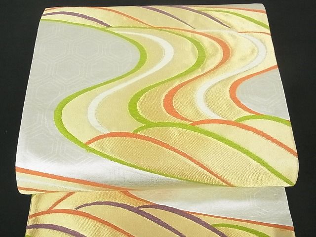 平和屋着物■六通柄袋帯 流水亀甲文 金銀糸 逸品 sf0737