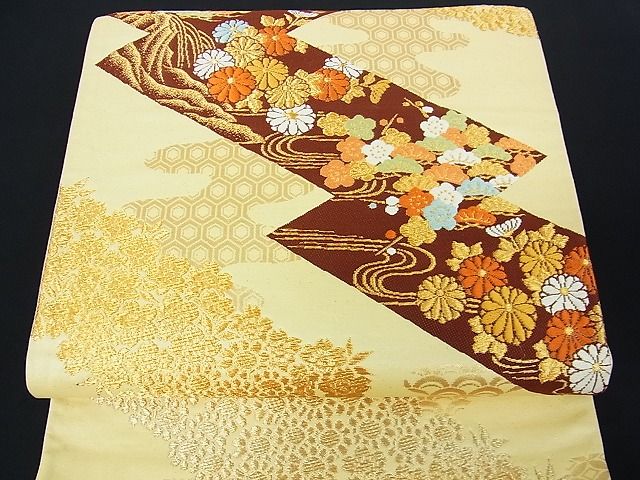 平和屋着物■六通柄袋帯 吉祥草花文 金糸 逸品 sf1010
