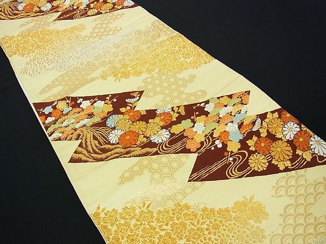 平和屋着物■六通柄袋帯 吉祥草花文 金糸 逸品 sf1010