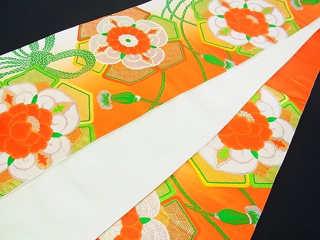平和屋着物■六通柄袋帯 吉祥花文 金銀糸 逸品 sf1011
