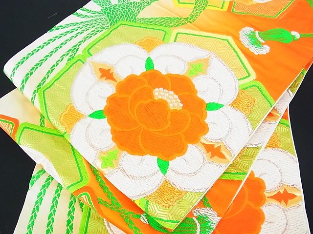 平和屋着物■六通柄袋帯 吉祥花文 金銀糸 逸品 sf1011
