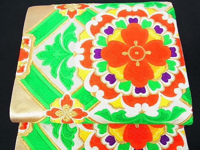 平和屋着物■六通柄袋帯 唐織 正倉院天井花文 金糸 逸品 sf1014