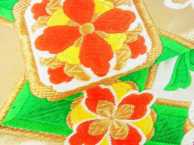 平和屋着物■六通柄袋帯 唐織 正倉院天井花文 金糸 逸品 sf1014