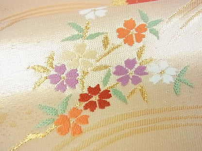 平和屋着物■六通柄袋帯　立波花文　金糸　逸品　sf1056