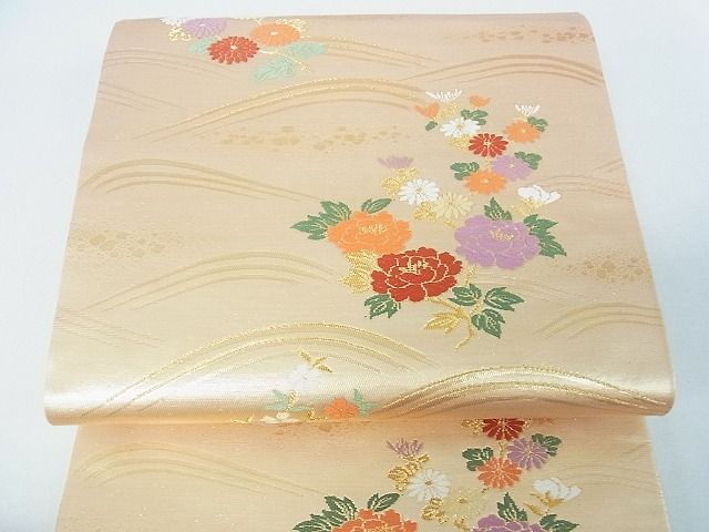 平和屋着物■六通柄袋帯　立波花文　金糸　逸品　sf1056