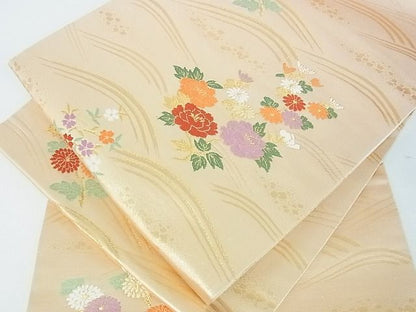 平和屋着物■六通柄袋帯　立波花文　金糸　逸品　sf1056