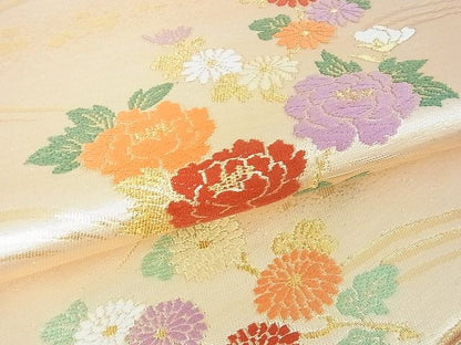平和屋着物■六通柄袋帯　立波花文　金糸　逸品　sf1056