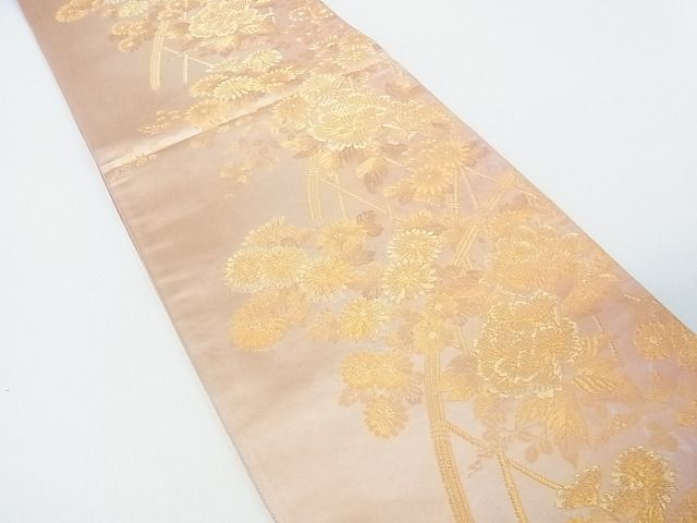 平和屋着物■六通柄袋帯　蒔絵光垣草花文　金糸　逸品　sf1057
