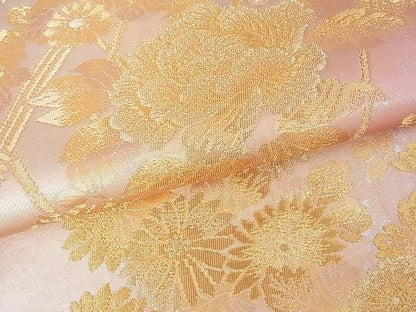 平和屋着物■六通柄袋帯　蒔絵光垣草花文　金糸　逸品　sf1057