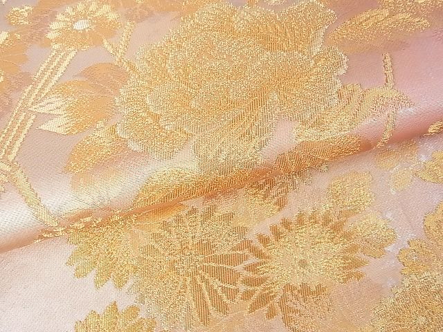 平和屋着物■六通柄袋帯　蒔絵光垣草花文　金糸　逸品　sf1057