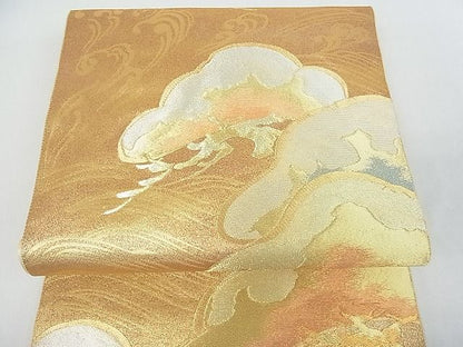 平和屋着物■六通柄袋帯　立波松文　金糸　逸品　sf1160
