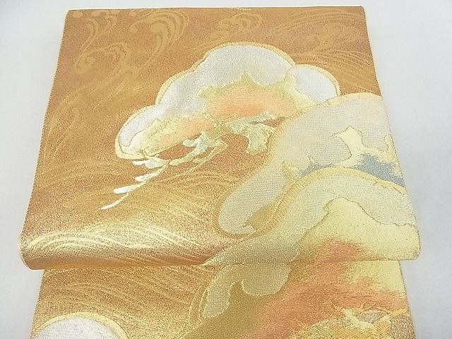 平和屋着物■六通柄袋帯　立波松文　金糸　逸品　sf1160