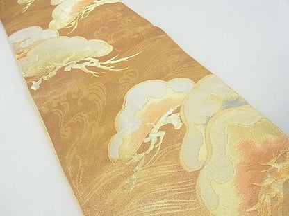平和屋着物■六通柄袋帯　立波松文　金糸　逸品　sf1160