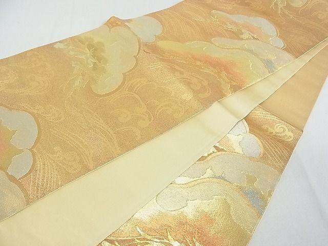 平和屋着物■六通柄袋帯　立波松文　金糸　逸品　sf1160