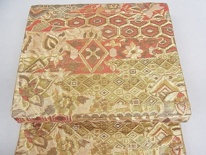 平和屋着物■佐賀錦　六通柄袋帯　吉祥花文　金糸　逸品　sf1163