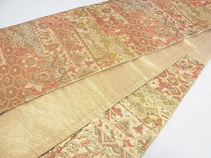 平和屋着物■佐賀錦　六通柄袋帯　吉祥花文　金糸　逸品　sf1163